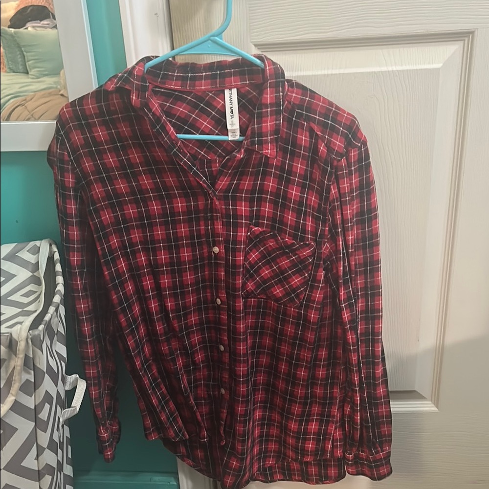 Bethany Mota Red Plaid Button Down Shirt